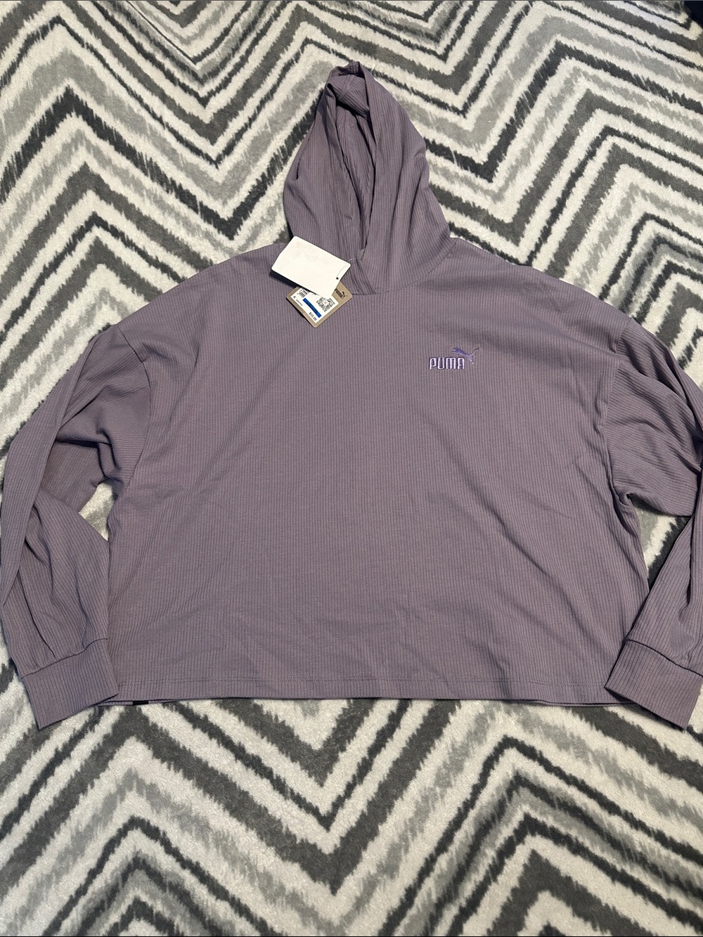 Puma Lavender Ribbed Hooded Pullover